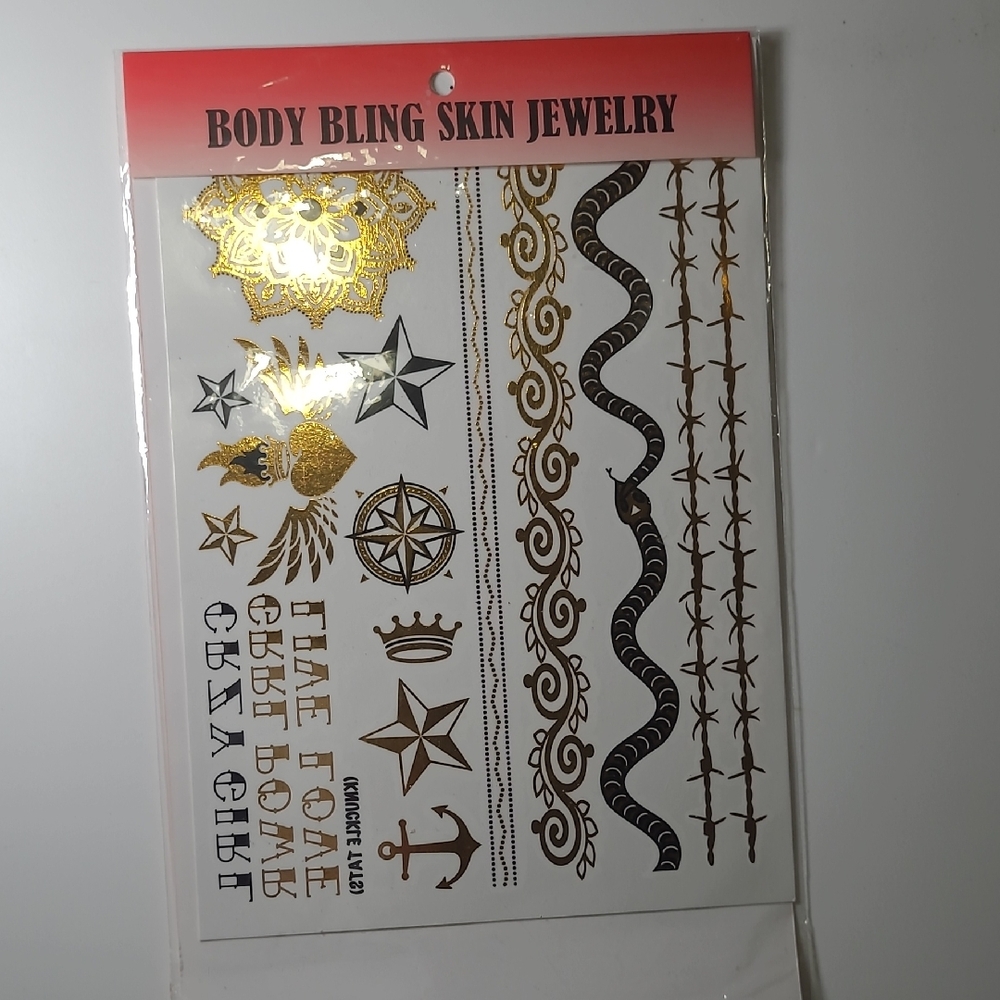 Source Unknown Gold and Black Body Bling Skin Jewelry